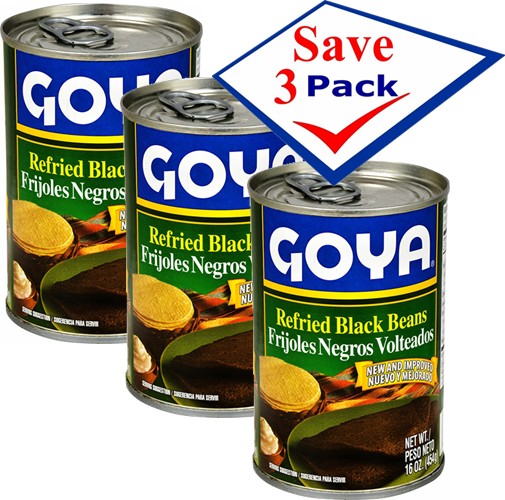 Goya Refried Black Beans 15 oz Pack of 3